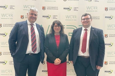 l-r: Professor Clive Roberts, BCRRE Director; Dr Emma Taylor, Head of Digital Safety at RazorSecure; and Dr Richard Thomas, Industrial Fellow (Data Integration and Cybersecurity), BCRRE.